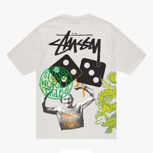 Stussy Cream Colored Strike Pigment Dyed Tee
